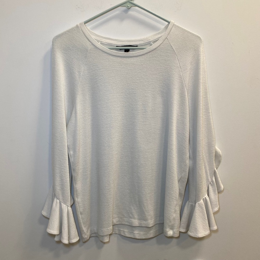 Banana Republic W Top XS White Ruffle Sleeve Romantic Coquette Business Casual